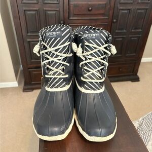 Women’s Navy Blue Sperry Duck Boots, Size 9.5